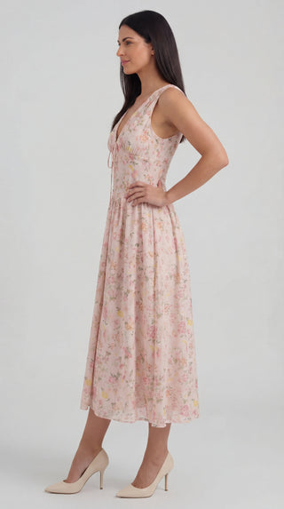 Vestido midi Cassiopeia con escote en V