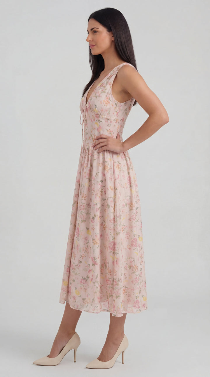Vestido midi Cassiopeia con escote en V