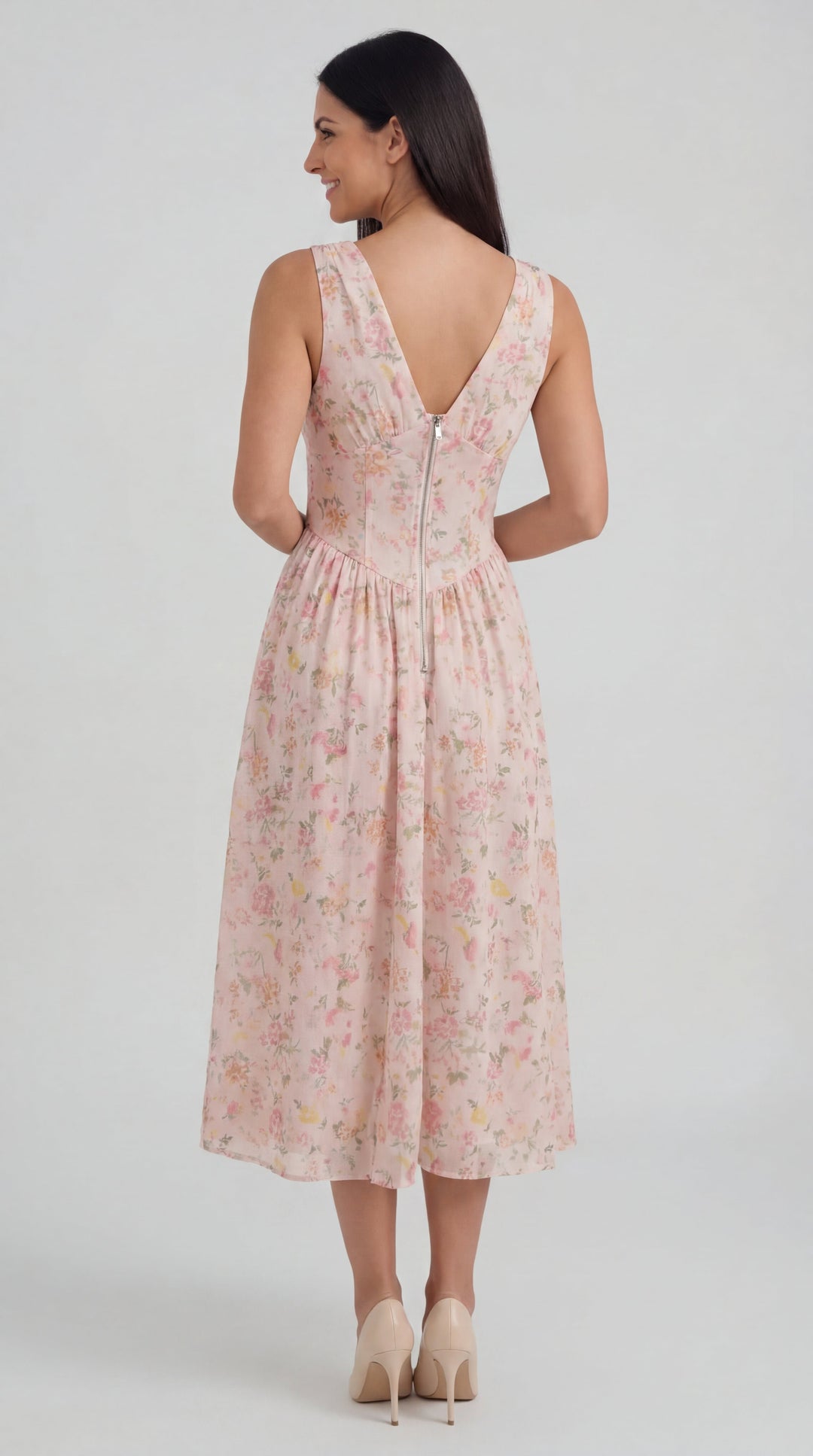 Vestido midi Cassiopeia con escote en V
