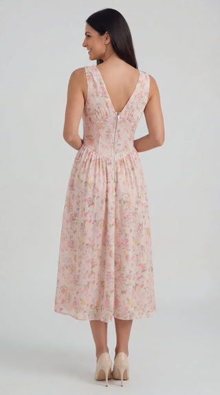 Vestido midi Cassiopeia con escote en V