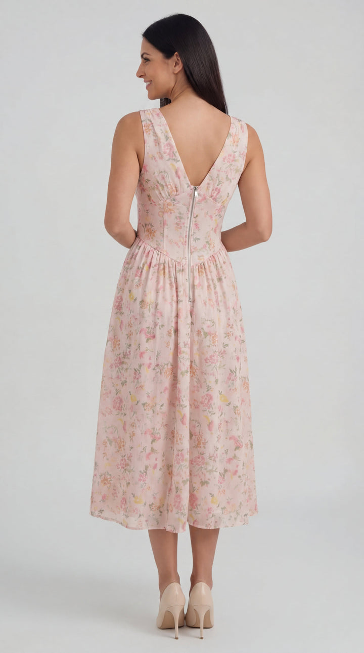 Vestido midi Cassiopeia con escote en V