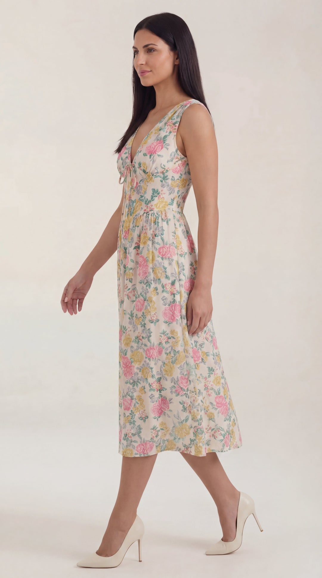 Vestido midi Cassiopeia con escote en V