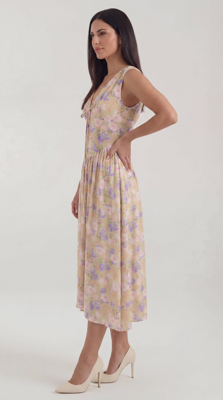 Vestido midi Cassiopeia con escote en V