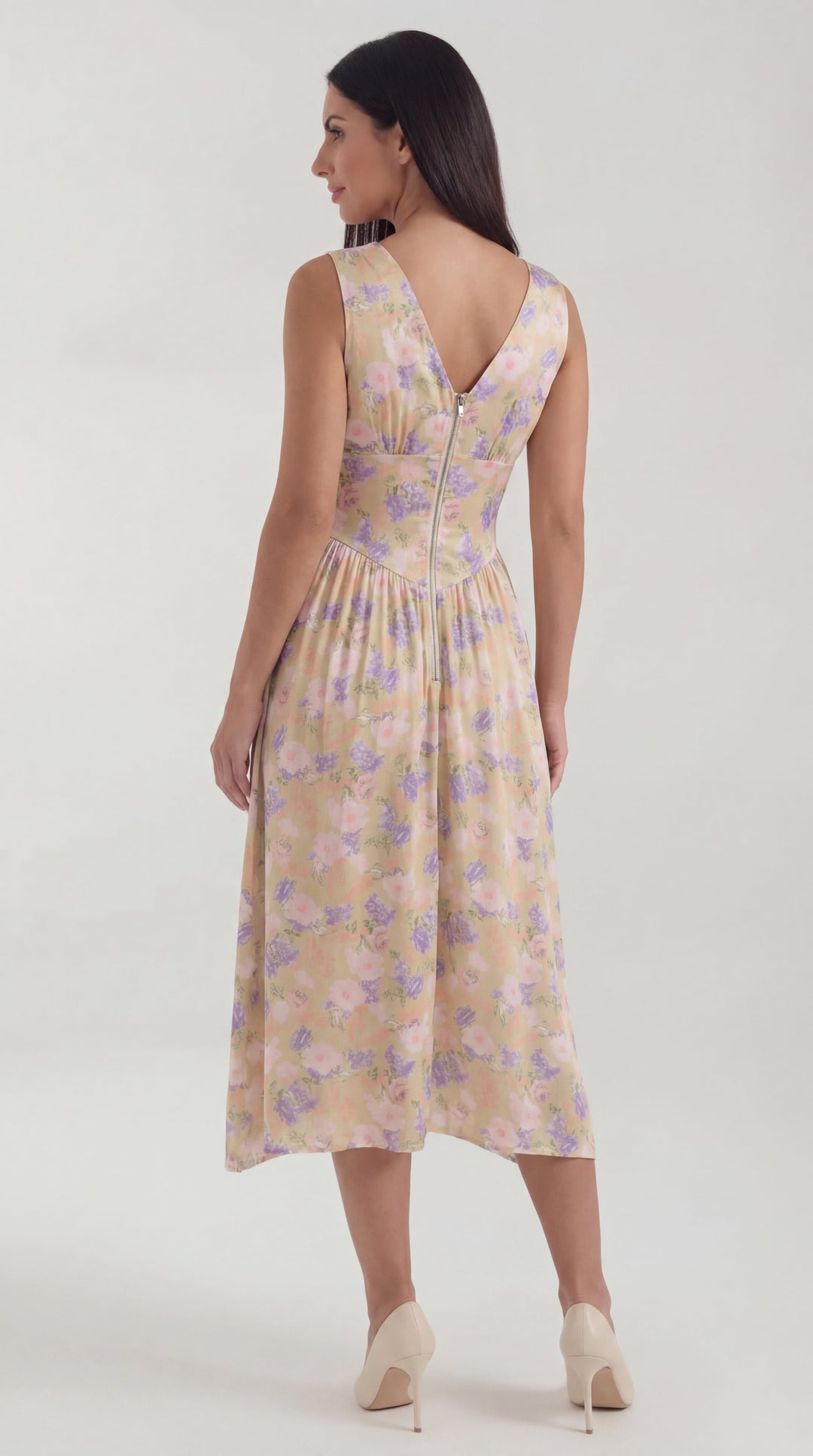 Vestido midi Cassiopeia con escote en V