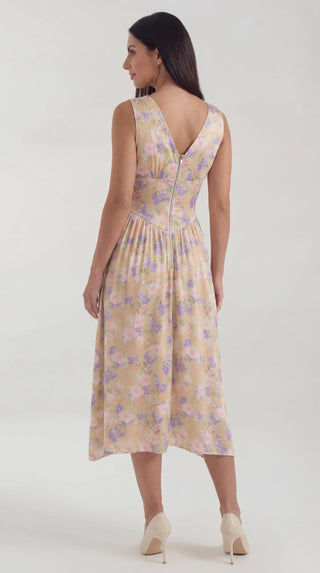 Vestido midi Cassiopeia con escote en V