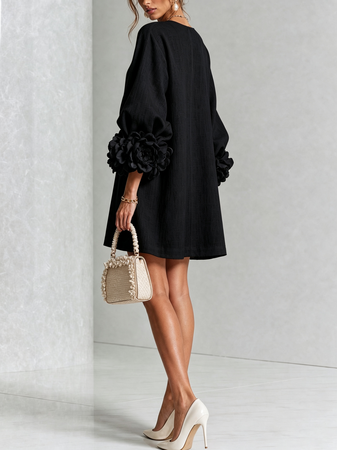 Flor | Vestido Corto con Estampado Floral y Botones