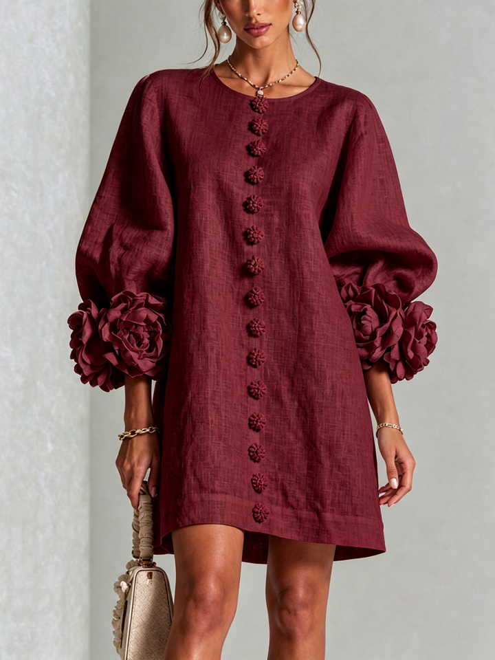 Flor | Vestido Corto con Estampado Floral y Botones