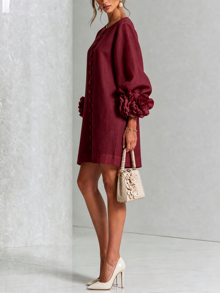 Flor | Vestido Corto con Estampado Floral y Botones