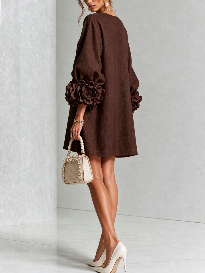 Flor | Vestido Corto con Estampado Floral y Botones