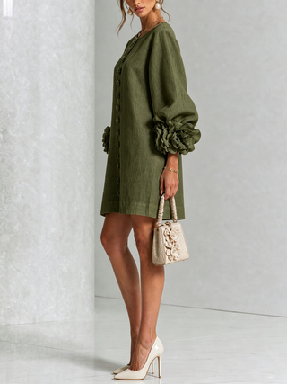 Flor | Vestido Corto con Estampado Floral y Botones