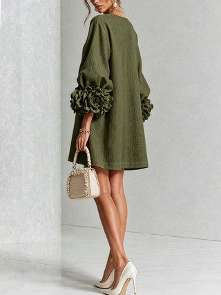 Flor | Vestido Corto con Estampado Floral y Botones