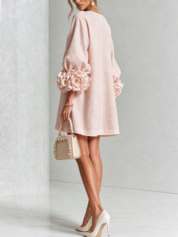 Flor | Vestido Corto con Estampado Floral y Botones