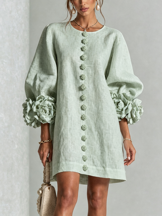 Flor | Vestido Corto con Estampado Floral y Botones
