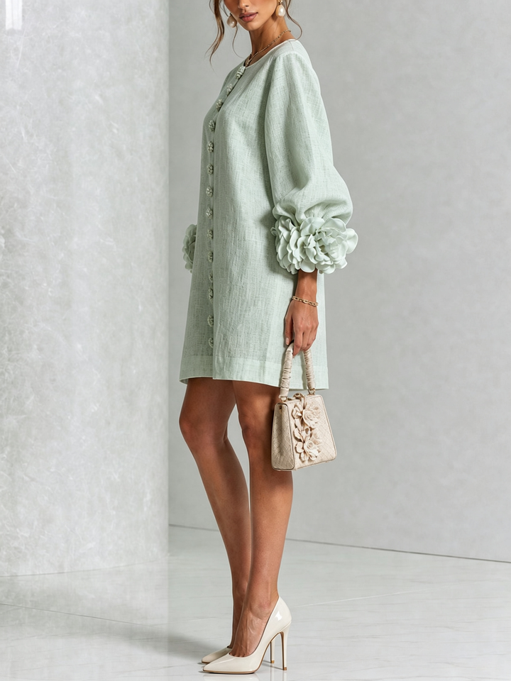 Flor | Vestido Corto con Estampado Floral y Botones