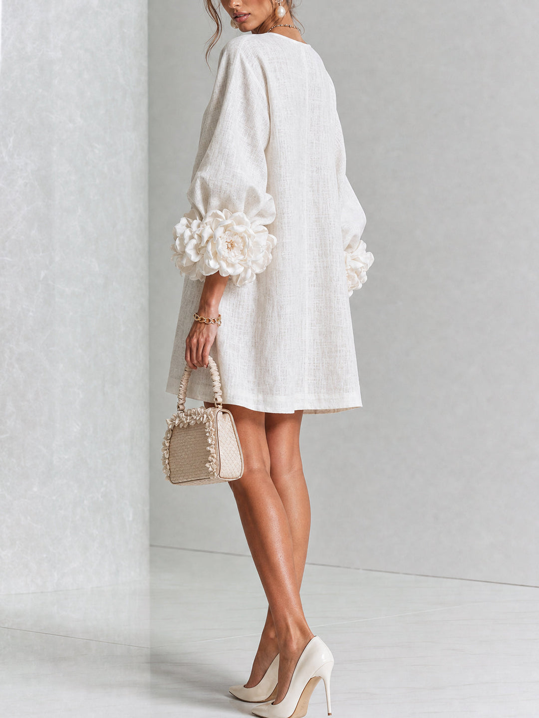 Flor | Vestido Corto con Estampado Floral y Botones