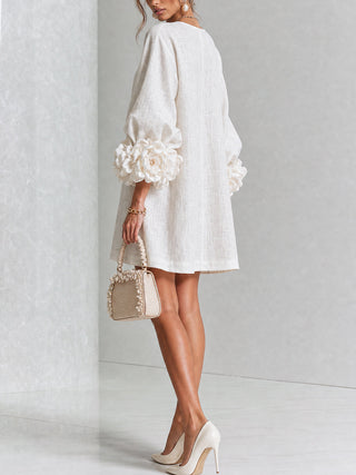 Flor | Vestido Corto con Estampado Floral y Botones