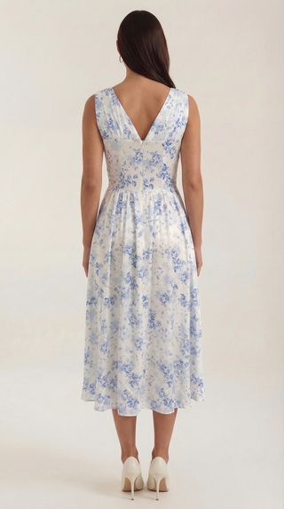 Vestido midi Cassiopeia con escote en V