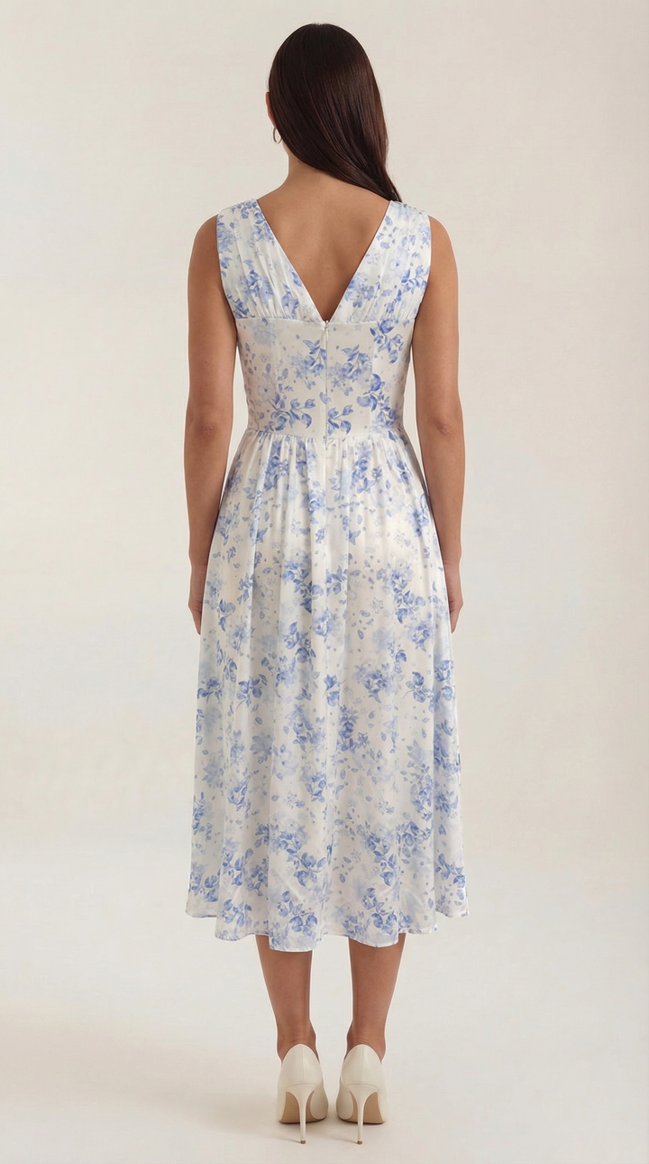 Vestido midi Cassiopeia con escote en V