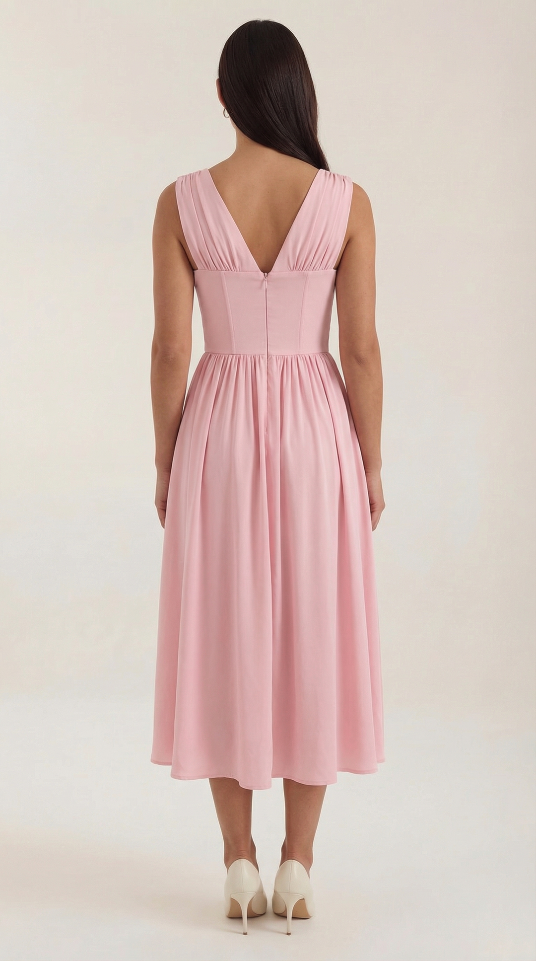 Vestido midi Cassiopeia con escote en V