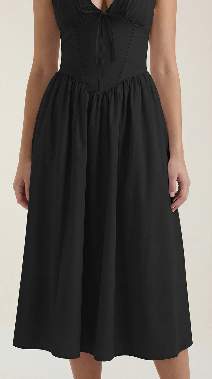 Vestido midi Cassiopeia con escote en V