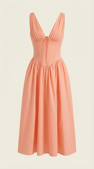 Vestido midi Cassiopeia con escote en V