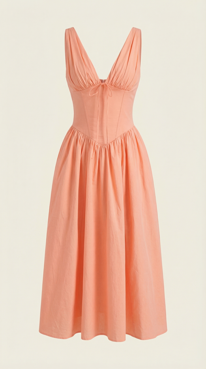 Vestido midi Cassiopeia con escote en V