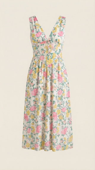 Vestido midi Cassiopeia con escote en V