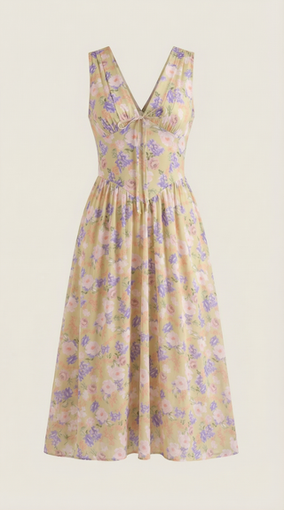 Vestido midi Cassiopeia con escote en V