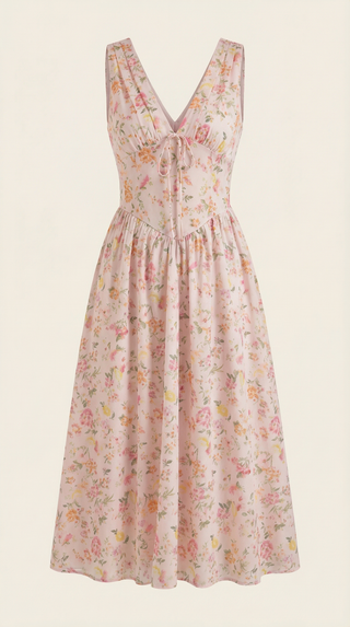 Vestido midi Cassiopeia con escote en V