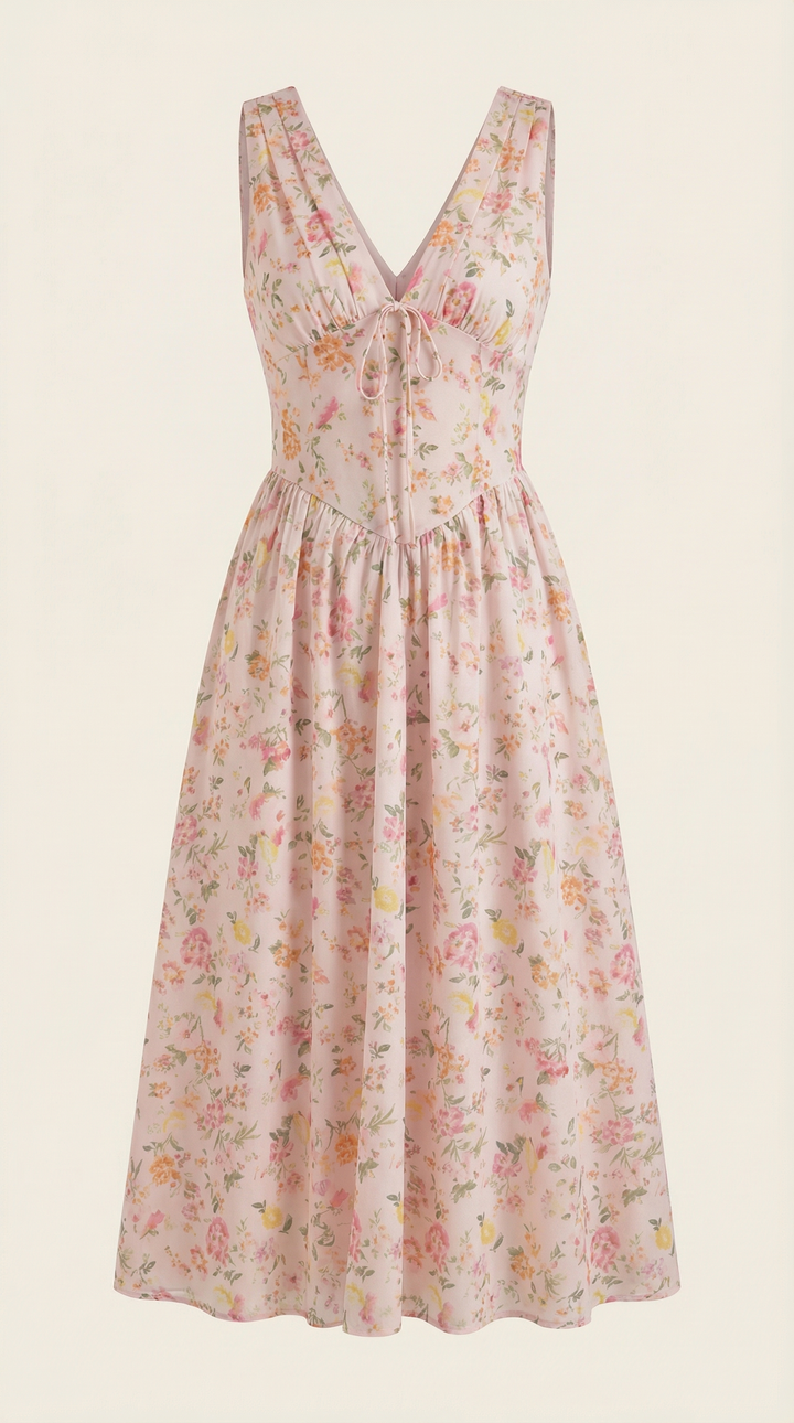 Vestido midi Cassiopeia con escote en V