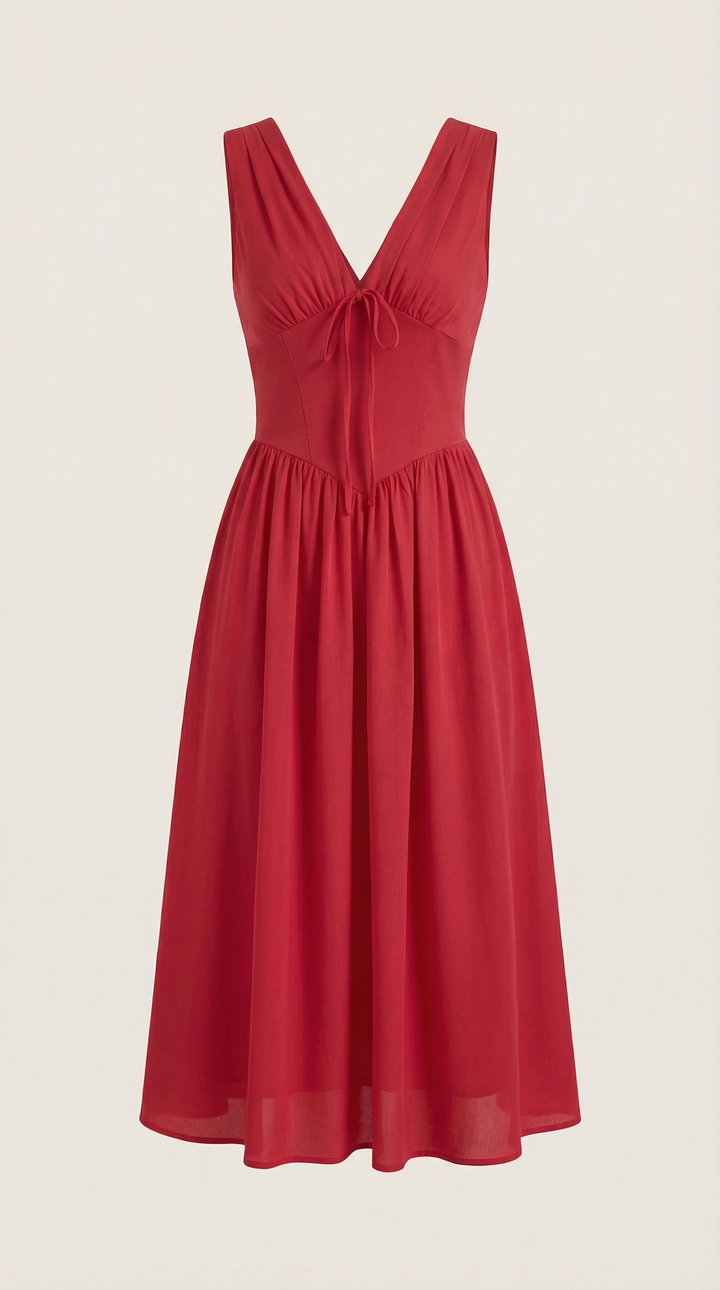 Vestido midi Cassiopeia con escote en V
