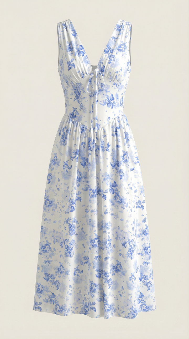 Vestido midi Cassiopeia con escote en V