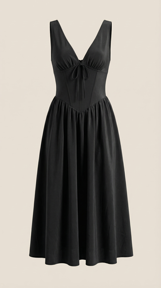 Vestido midi Cassiopeia con escote en V
