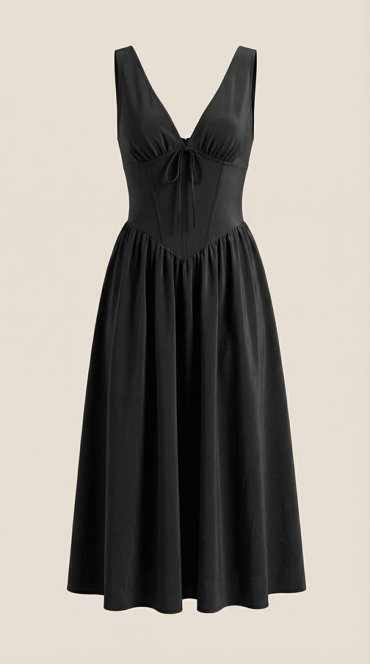 Vestido midi Cassiopeia con escote en V