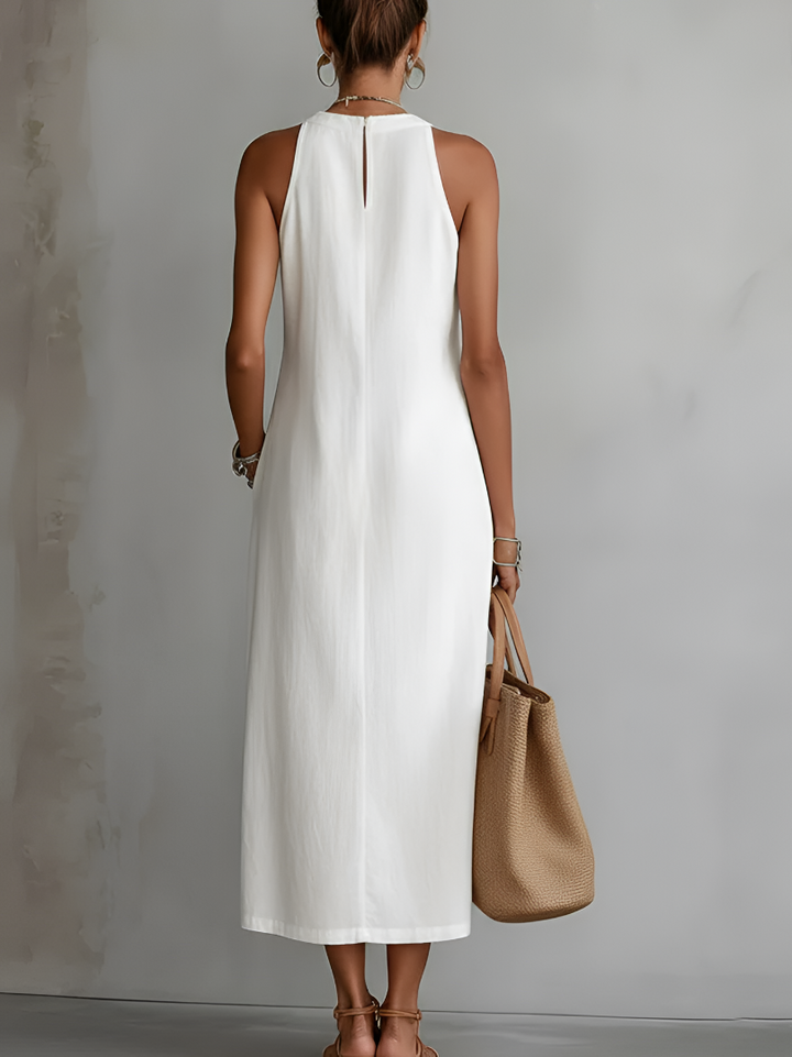 Jimena | Elegante Vestido Midi con Cuello Mao