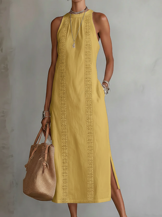 Jimena | Elegante Vestido Midi con Cuello Mao