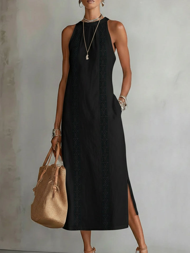 Jimena | Elegante Vestido Midi con Cuello Mao