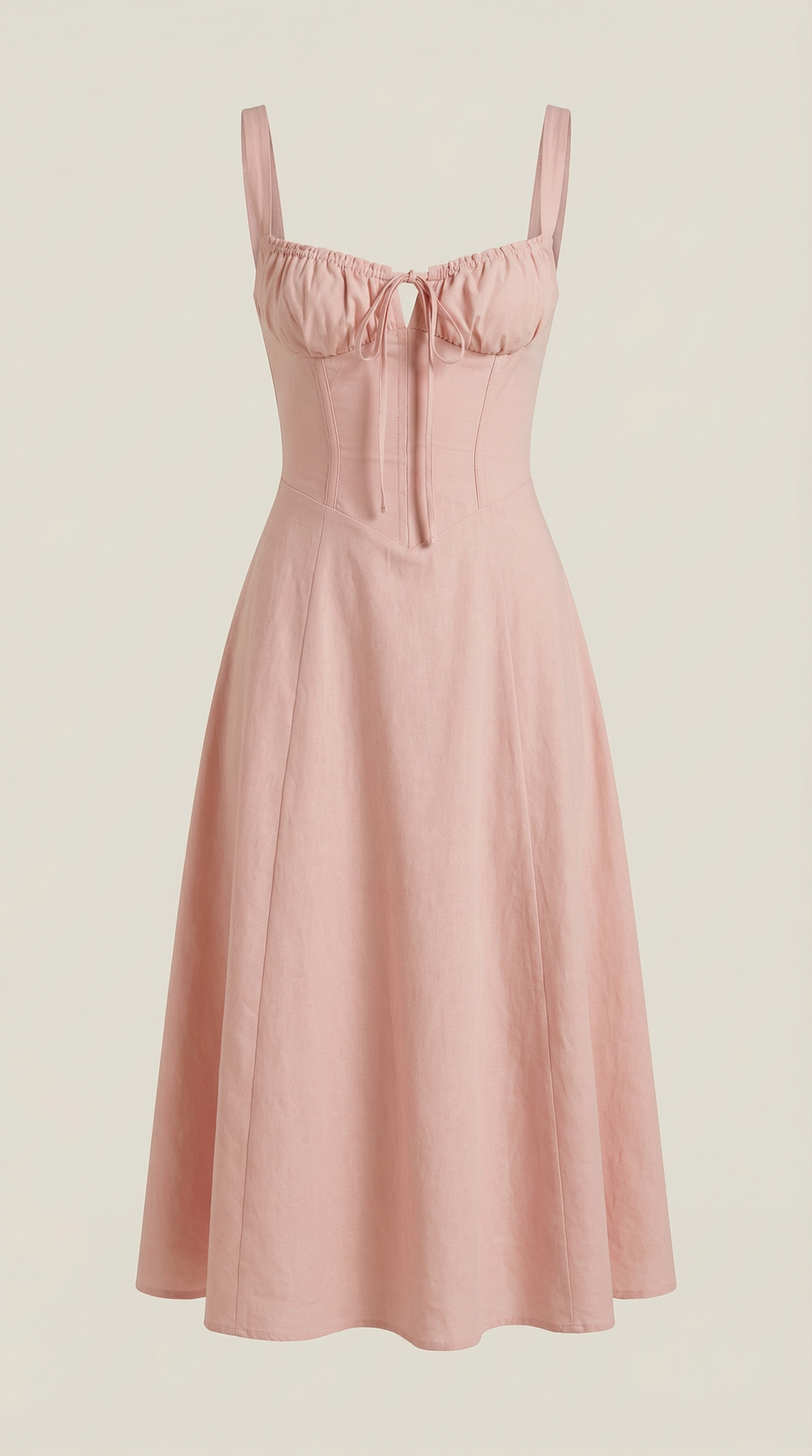 Vestido midi jade con detalles de cordones