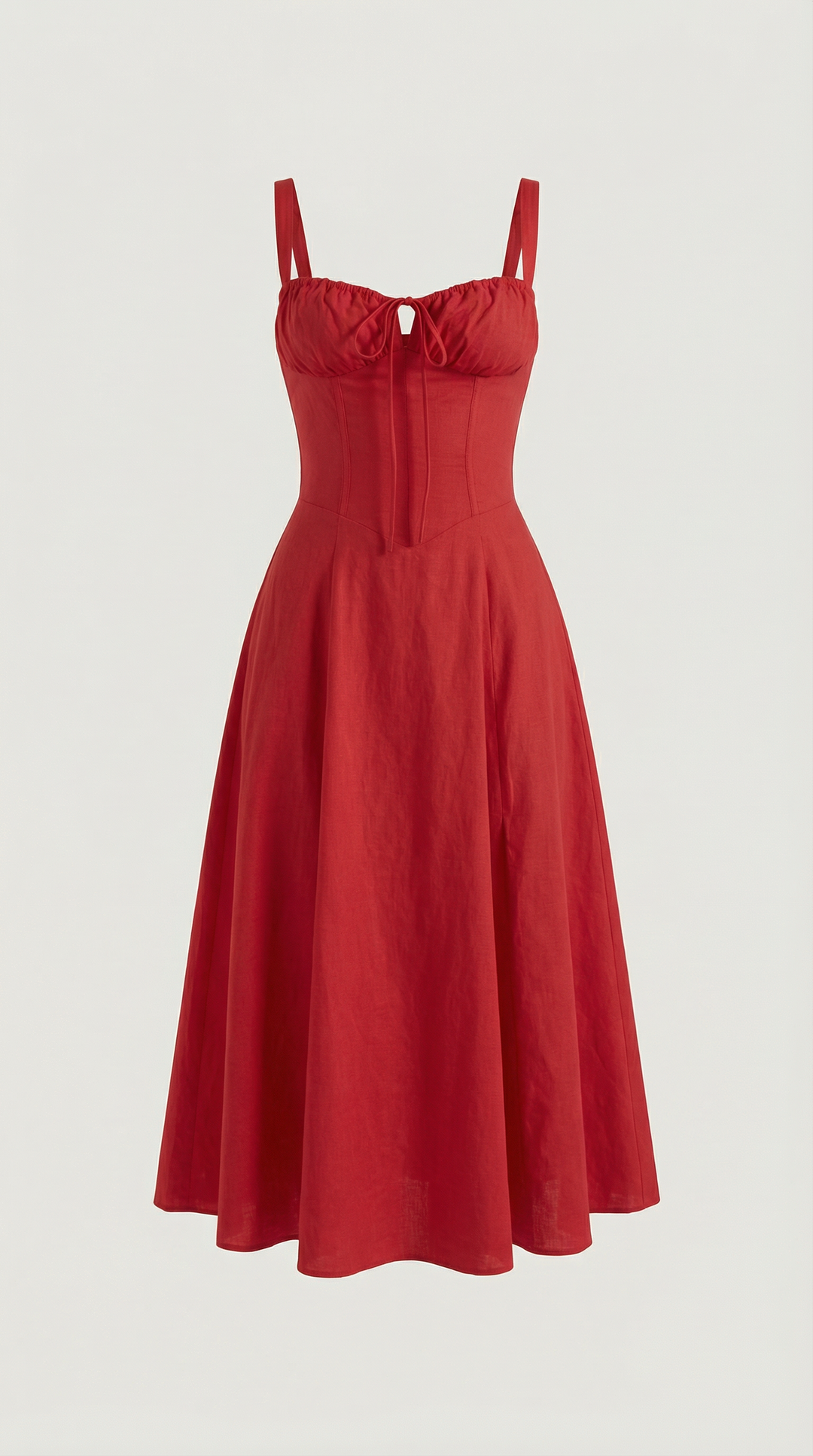 Vestido midi jade con detalles de cordones
