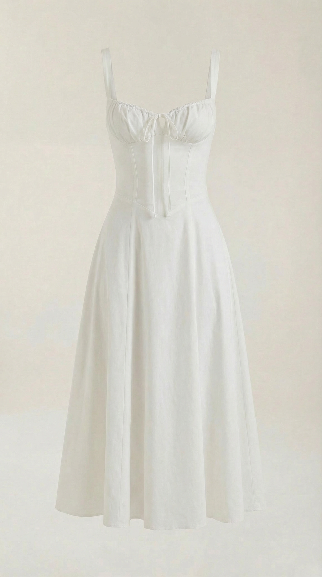 Vestido midi jade con detalles de cordones