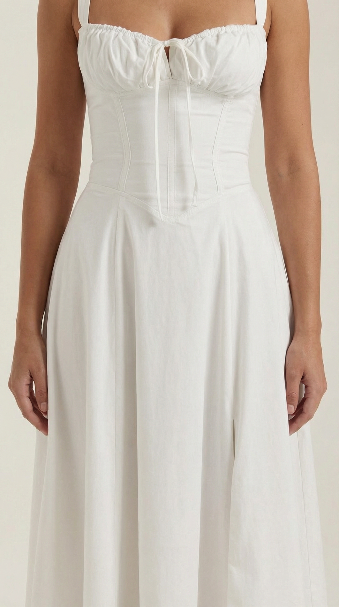 Vestido midi jade con detalles de cordones