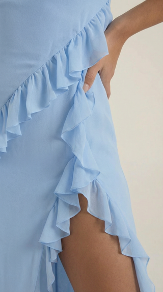 Vestido largo de Susan con detalles de volantes