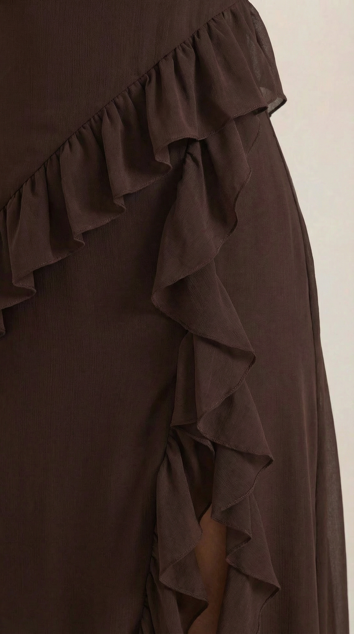 Vestido largo de Susan con detalles de volantes