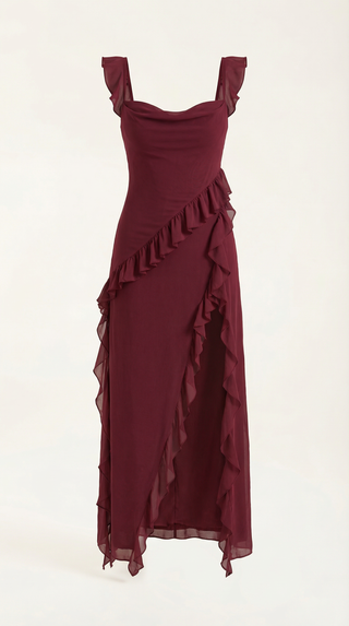 Vestido largo de Susan con detalles de volantes