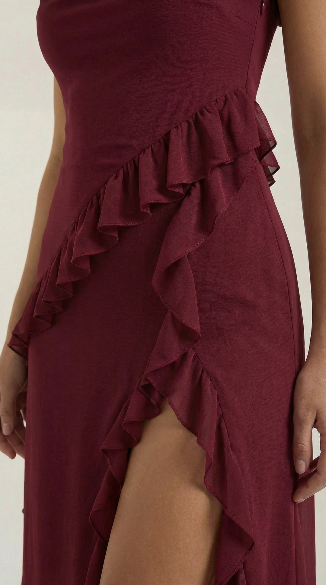 Vestido largo de Susan con detalles de volantes