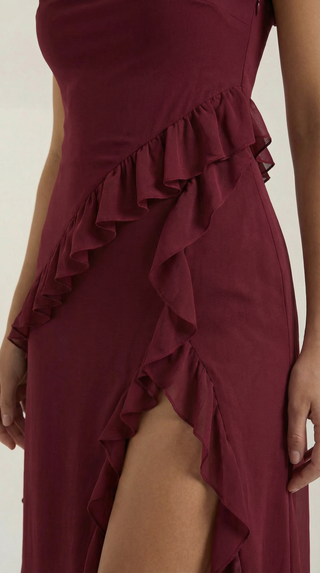 Vestido largo de Susan con detalles de volantes
