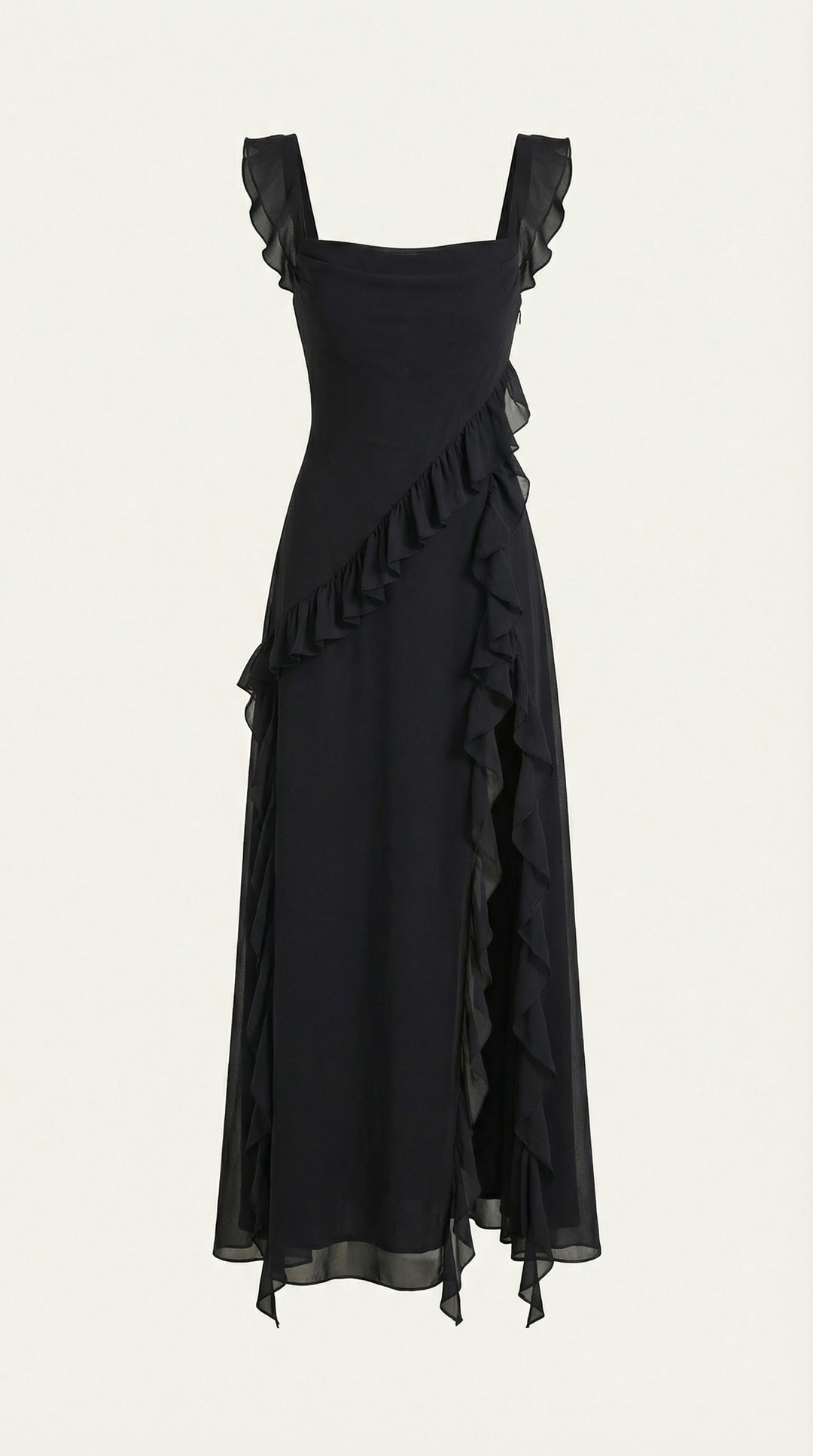 Vestido largo de Susan con detalles de volantes