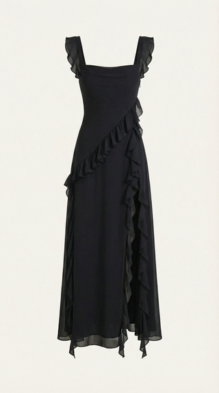 Vestido largo de Susan con detalles de volantes